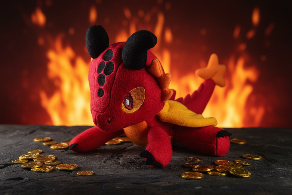Handmade Fire Dragon Plush Lifestyle Shot