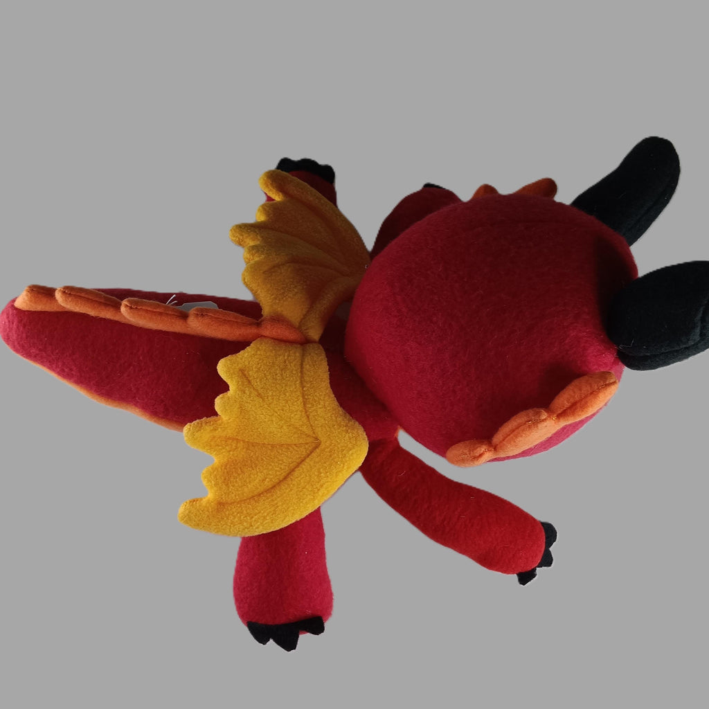 Handmade Fire Dragon Plush: Red & Gold Fantasy Stuffed Animal