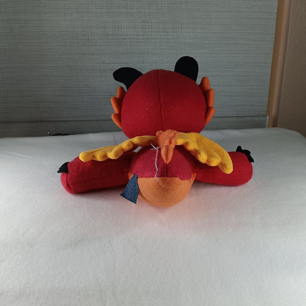 Handmade Fire Dragon Plush: Red & Gold Fantasy Stuffed Animal